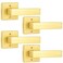 SHINY HANDLES Dummy Door Knob Interior Gold Dummy Door Handles Dummy Door Lever Satin Brass 4 PackHalfDummy