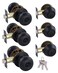 GITRANG 3 Pack All Keyed Identical Deadbolt Door knob Single Cylinder Deadbolt Lock Combo Set Classic Matte Black Exterior Door Knobs with Deadbolt Entrance and Front Door Lock