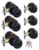 GITRANG 3 Pack All Keyed Identical Deadbolt Door knob Single Cylinder Deadbolt Lock Combo Set Classic Matte Black Exterior Door Knobs with Deadbolt Entrance and Front Door Lock
