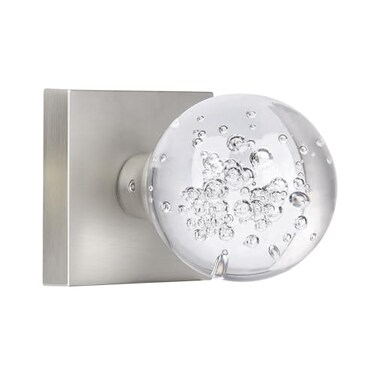 HIEMEY Passage Hall Closet Door Knobs Interior Round Clear Bubble Crystal Glass Door Knobs Brushed Nickel