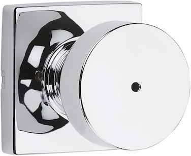 Kwikset 730PSKSQT26 Pismo Knob with Square Rose Privacy Lock with 6AL Latch and RCS Strike Bright Chrome Finish