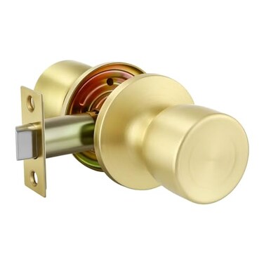 Leydebong 1 Pack Stainless Steel Passage Door KnobGold Keyless NonLocking HallwayCloset Lock Adjustable 6070mm Backset for 3545mm Thick Doors Reversible Handing