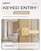 Leydebong 2 Pack Gold Door Lock with Keys Keyed Different Door Knobs Gold Door Handles with Lock and Key Satin Brass Door Knob Exterior Reversible for Right Left Side