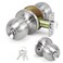 LOQRON Ball Door Knob Entry Function Keyed Entry Door Knob with Lock Round Ball Handle for Front Door Right and Left Side Satin Nickel1Pack
