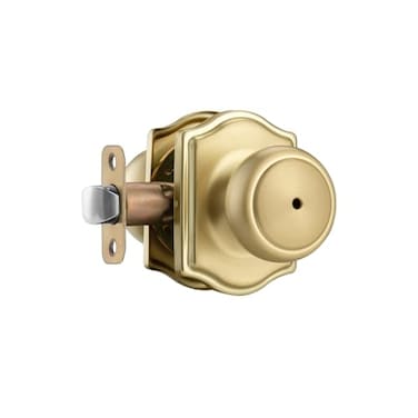 NCSEN Satin Brass Door Knobs with Camelot TrimGold Interior Door Knob with LockCoastal Privacy Door knob for Bath and Bedroom