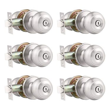 Probrico 6 Pack Round Privacy Door KnobThumb Turn Lock on The Inside Keyless Doorknobs InteriorExterior LocksetPrivacy Knobs for BedroomBathroomSatin Nickel Modern Design Door Hardware