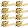 Probrico 8 Pack Gold Privacy Door HandlesHeavy Duty Satin Brass Door Knobs with Lock for Bedroom and BathroomSquare Interior Keyless Locksets