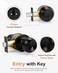 Probrico Flat Black Entry Door Knobs and Single Cylinder Deadbolt Lock Combo Set Exterior Lockset Keyed Alike Set of 4