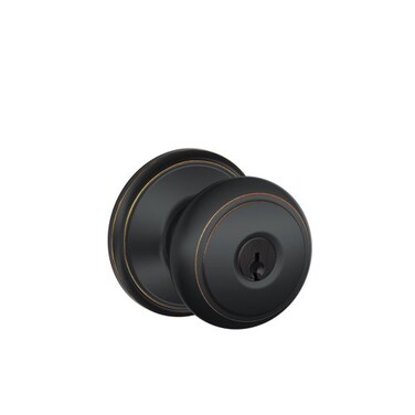 SCHLAGE Schlage F51AAND716 Andover Door Knob Keyed Entry Lock Aged Bronze