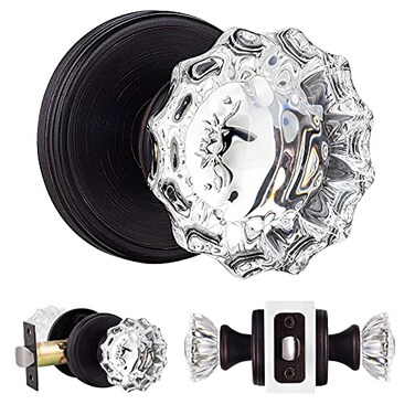 SHINY HANDLES Crystal Door Knobs Interior for Hall and Closet Passage Glass Door konbs Venetian Bronze1Pack