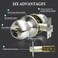 SUNTAI 6 Pack Privacy Door Knobs Satin Nickel Round Doorknobs InteriorExterior Lockset Keyless Door Handle with Lock for BedroomsBathrooms