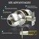 SUNTAI 6 Pack Privacy Door Knobs Satin Nickel Round Doorknobs InteriorExterior Lockset Keyless Door Handle with Lock for BedroomsBathrooms