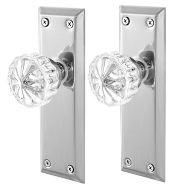 ToPToToo SingleSide Glass Dummy Door KnobsInactive Door Knobs for ClosetAntique Bifold Door Knobs ReplacementCrystal Dummy Door HandlesBrushed Nickel2 Pack