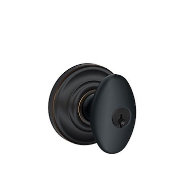 SCHLAGE F51A SIE 716 AND Siena Knob with Andover Trim Keyed Entry Lock Aged Bronze