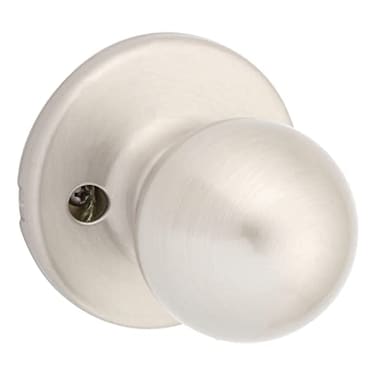 Kwikset Polo Dummy Door Knob Single Sided Handle for Closets French Double Doors and Pantry Satin Nickel NonTurning Interior PushPull Door Knob with Microban Protection