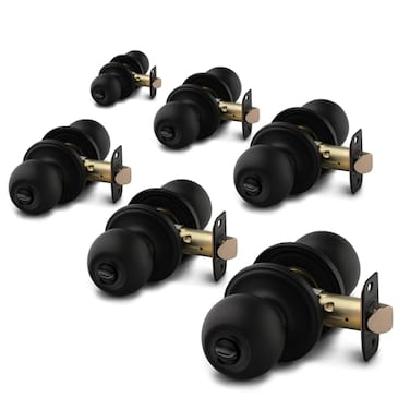 Copper Creek Privacy Interior Door Knob ANSI Grade3 Certified Modern Heavy Duty Handle Easy Install and Reversible for Bedroom Bathroom Closets Matte Black 6 Pack