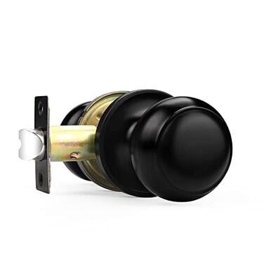 Probrico Black Ball Door Knob Passage Function for Hallway Closet Storeroom Pantry 1 Pack