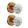 dairazan Rotating Dummy Door Knob Set 2 Pack Clear Crystal Glass Knobs with Antique Amber Brass Rosette Flower Design Decorative NonLatching Handle for Closet French Door Cabinet