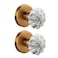 dairazan Rotating Dummy Door Knob Set 2 Pack Clear Crystal Glass Knobs with Antique Amber Brass Rosette Flower Design Decorative NonLatching Handle for Closet French Door Cabinet