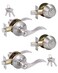 GITRANG 2 Pack Keyed Alike Front Door Lever Lockset with Single Cylinder Deadbolt Combination Set Wave Style Lever Front DoorExterior Door Knob with Lock and Deadbolt Satin Nickel Finished