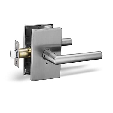 Berlin Modisch Privacy Lever Door Handle Designer Series Easy to Open Locking Lever Set for Bedroom or Bathroom Reversible for Right Left Sided Doors Heavy Duty Satin Nickel Finish