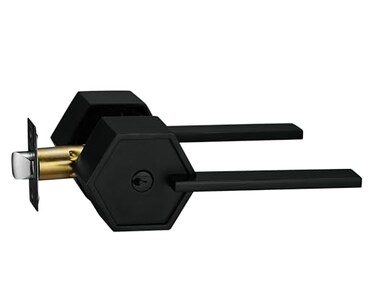 Berlin Modisch Zero Gravity Metro Series Entry Lever Door Handle Lock and Key Locking Lever Set for Front Door or Office Reversible Heavy Duty Iron Black Finish