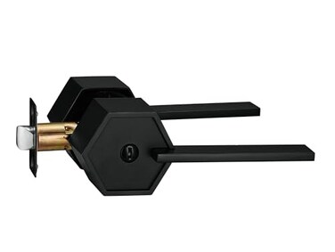 Berlin Modisch Zero Gravity Metro Series Privacy Lever Door Handle Easy to Open Locking Lever Set for Bedroom or Bathroom Reversible Heavy Duty Iron Black Finish