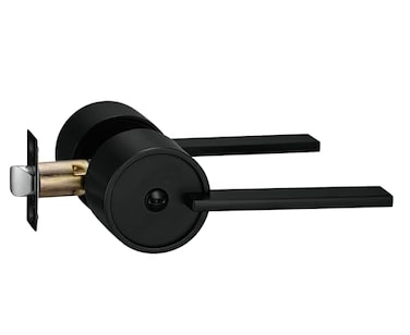 Berlin Modisch Zero Gravity Urban Series Privacy Lever Door Handle Easy to Open Locking Lever Set for Bedroom or Bathroom Reversible Heavy Duty Iron Black Finish