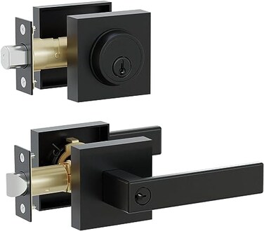 HIDALIFE Front Door Lock SetKeyed Alike Heavy Duty Exterior Door Lock SetEntry Door Handle and Single Cylinder Deadbolt Combo for Office and Home Security