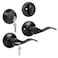 KNOBWELL Entry Lever Door Handle and Single Cylinder Deadbolt Set Keyed Alike Exterior Door Knob Lock with Deadbolt for Office and Home Security Mattle Black Front Door Lock Set 1 Pack
