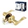 LOQRON Wave Style Door Lever Brushed Gold Passage Door Handle Keyless Gold Interior Lever Reversible for LeftRight Handed for Hallway and Closet with Satin Brass Finish 1 Pack