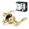 LOQRON Wave Style Door Lever Brushed Gold Passage Door Handle Keyless Gold Interior Lever Reversible for LeftRight Handed for Hallway and Closet with Satin Brass Finish 1 Pack