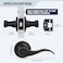 LOQRON Wave Style Door Lever Passage Door Handle Keyless Interior Lever Reversible for LeftRight Handed for Hallway and Closet with Oil Rubbed Bronze Finish 1 Pack