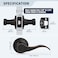 LOQRON Wave Style Door Lever Passage Door Handle Keyless Interior Lever Reversible for LeftRight Handed for Hallway and Closet with Oil Rubbed Bronze Finish 1 Pack