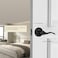 NCL Hardware NCL 2 Pack Black Door Handle Interior Wave Door Lever Door Knob with Lock Privacy Door Handle for Bath Bedroom