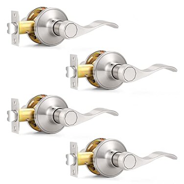 Probrico Passage Door Handles Brushed Nickel Interior Door Lever Wave Style Keyless Door Handles Closet Hallway Door Lever 4 Pack