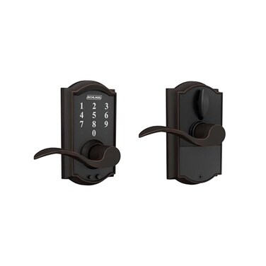 SCHLAGE Schlage FE695 CAM 716 ACC Touch Camelot Lock with Accent Lever Electronic Keyless Entry Lock Aged Bronze