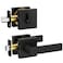 TICONN Matte Black Door Handle Heavy Duty Reversible Square Door Lever for Bedroom Bathroom Rooms Deadbolt with Passage Lever 1 Pack