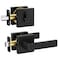 TICONN Matte Black Door Handle Heavy Duty Reversible Square Door Lever for Bedroom Bathroom Rooms Deadbolt with Passage Lever 1 Pack
