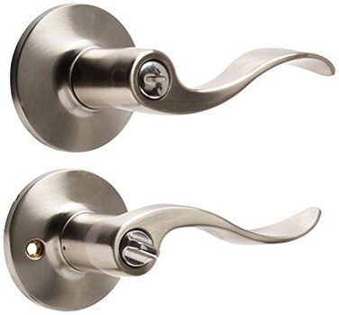 Kwikset Safe Lock by Layton Lever Privacy Lock Satin Nickel