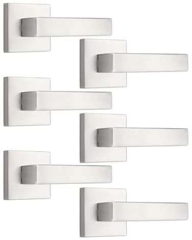 Probrico Contemporary Dummy Door Lever Handle Set Satin Nickel Finish NonTurning Pull Only Inactive Door Handle Zinc Alloy 6 Pack