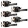GOBEKOR 5 Pack Oil Rubbed Bronze Door Handle Interior Door Levers Privacy for Bedroom Bathroom Square Door Handles Keyless Straight Levers