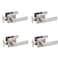 Probrico 4 Pack Square Door Lever Privacy Door Lock Handleset Keyless Lockset Door Knobs Storage Room Bathroom Set No Key in Satin Nickel