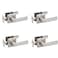 Probrico 4 Pack Square Door Lever Privacy Door Lock Handleset Keyless Lockset Door Knobs Storage Room Bathroom Set No Key in Satin Nickel