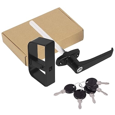 BTEOBFY 5Key LHandle Shed Lock Kit Durable AntiCorrosion Metal Hardware with 412 Stem for Playhouses Chicken Coops Campers More Black