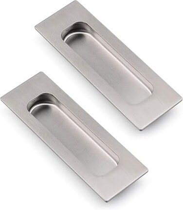 Aibeli 472 Inch Recessed Finger Flush Pulls for Closet Door Brushed Nickel Sliding Barn Door Handle SUS 304 Stainless Steel Rectangular Cabinet Pulls Hardware2 Pack