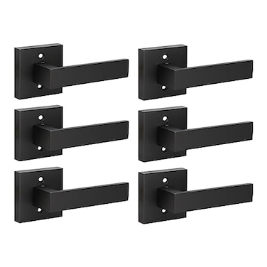 KNOBWELL 6 Pack Heavy Duty Dummy Door Handle Door Leversets Dummy Lever Single Sided Handle for Both RightLeft Handed Doors Matte Black Finish 093 lb One Lever