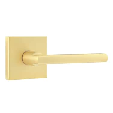 Leydebong 1 Pack Dummy Door Handles in Satin Brass NonTurning Interior Door Levers Heavy Duty Reversible Indoor Handles for Closet Pantry