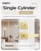 Leydebong 2 Pack Square Entry Levers and Single Cylinder Deadbolts Combo Pack Flat Gold Keyed Alike Heavy Duty Keyed Entry Handles Locksets Reversible for Right and Left Side