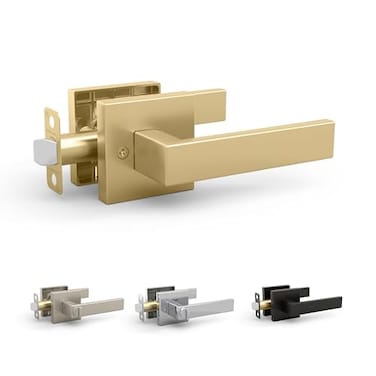 Mega Handles ROBELL Passage Door Handle Door Handles for Bathroom Bedroom Hallways Interior Door Levers 5Inch Modern Passage Door Lever Satin Brass 1 Pack
